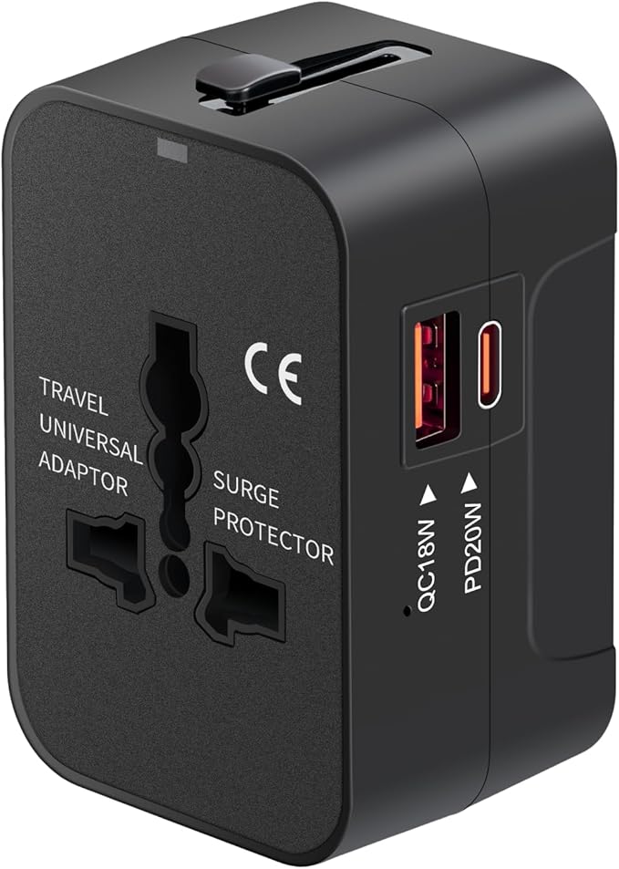 Travel Adapter USB C, Universal All in One Worldwide Travel Adapter Fast Charge GaN PD3.0 Type C USB-A Quick Charging Ports Power Converters Wall Charger AC Power Plug Adapter for USA EU UK AUS Black - Image 5