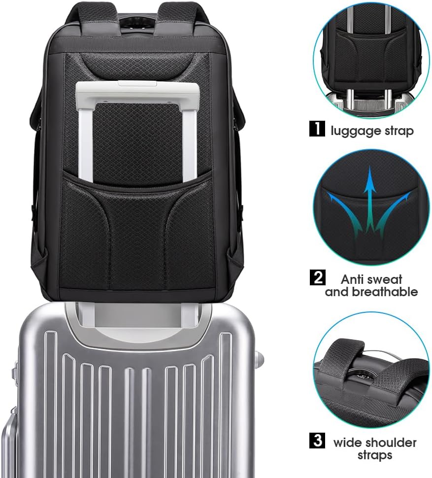 BANGE Men's Anti-Theft Backpack,Waterproof Fashion Travel Backpacks,High Tech Backpack with USB3.0 Charging Port,Business Laptop Backpack Fits 17.3 Inch Notebook… - Image 6